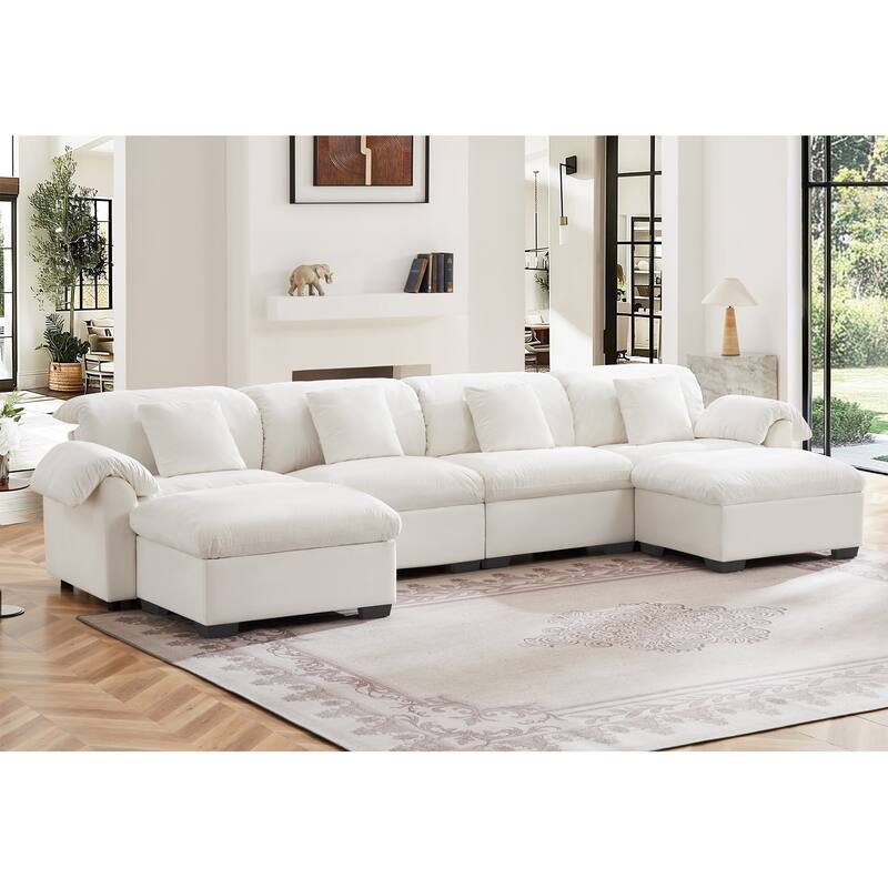 Velvet Fabric Modular Cloud Couch with Storage Seat,Free Combination