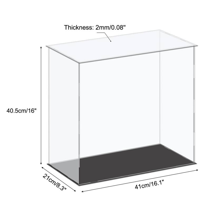 Acrylic Display Case Plastic Box Cube Storage Small Assemble Showcase - 16.1x8.3x16 Inch