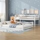 preview thumbnail 15 of 22, Twin XL over Queen Bunk Bed with Ladder and Guardrails, Convertible Bunk Bed Frame, Floor Bunk Bed with Slats Support