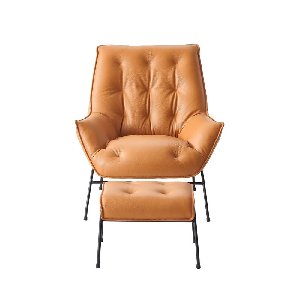 Top Grain Leather Chair with Ottoman