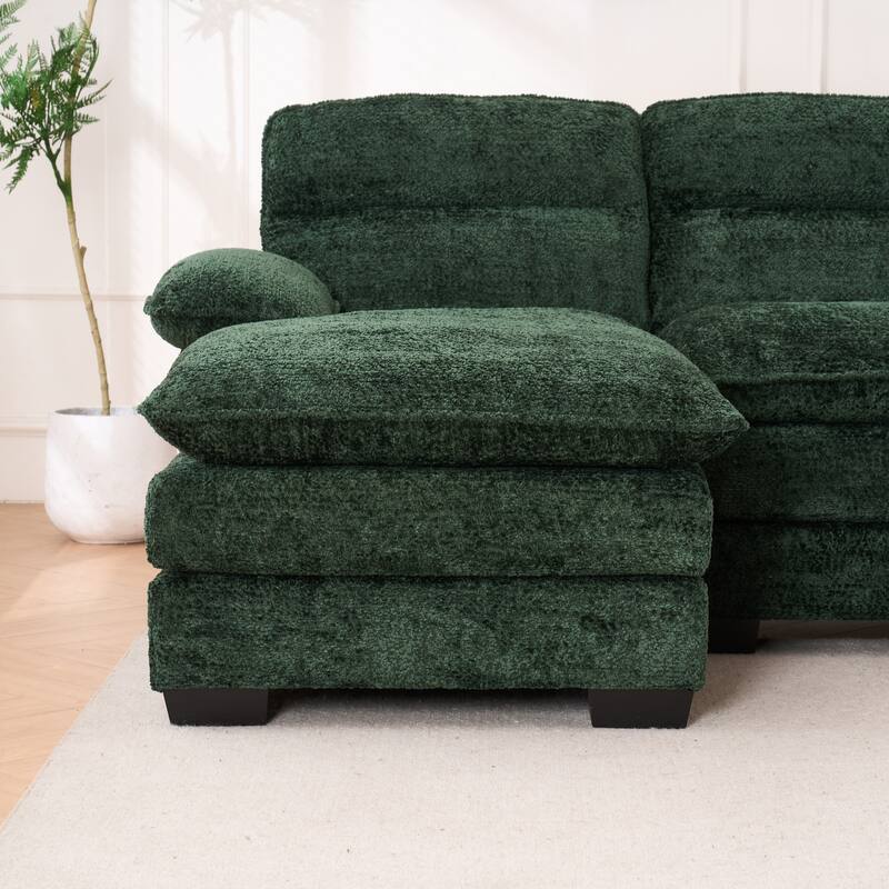 Oversized Modular Sectional Sofa, 111.8" U Shaped Couch with Movable Ottoman,Large 6 Seater Corner Sofa for Living Room
