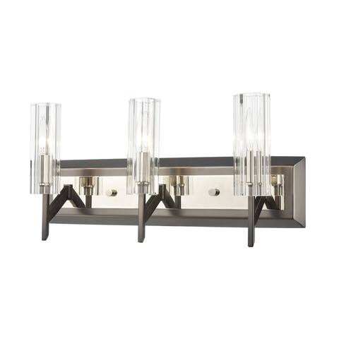Aspire 3-Light Vanity Light in Black Nickel with Ribbed Crystal