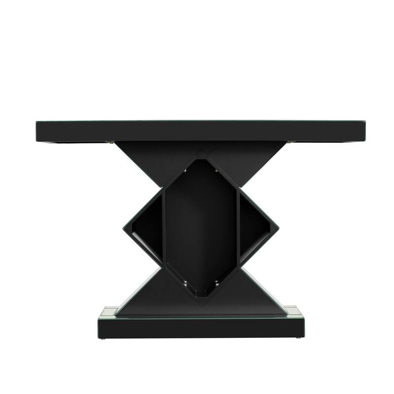 Mirrored Console Table with Black Crushed Diamond Inlay