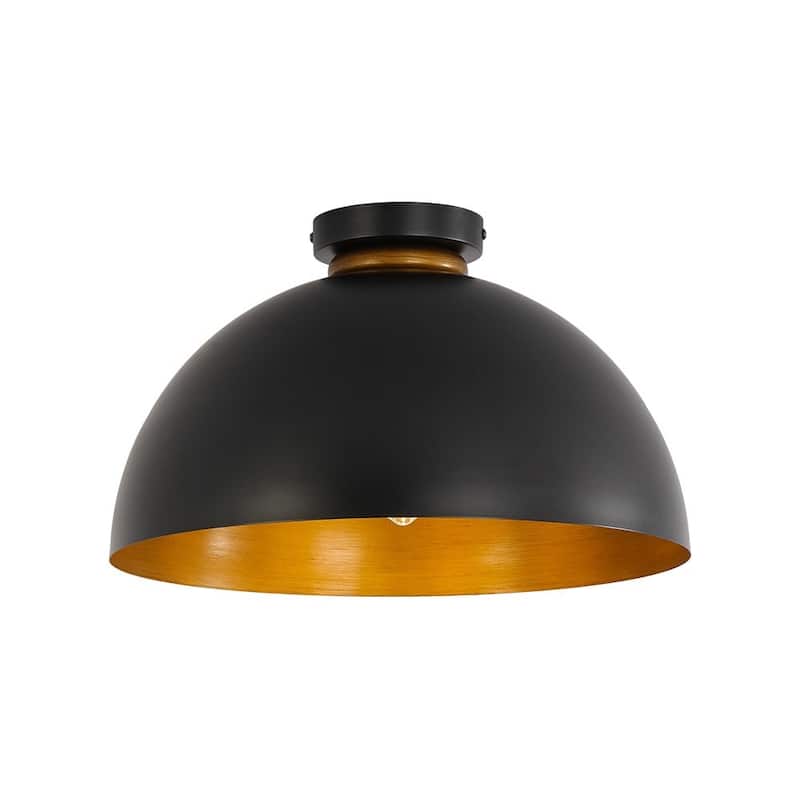 Modern Farmhouse 1-Light Metal Dome Semi Flush Mount 15.7in