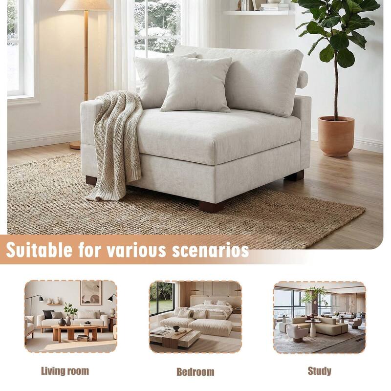 Chenille Upholstered Armless Accent Chair With Plush Cushion