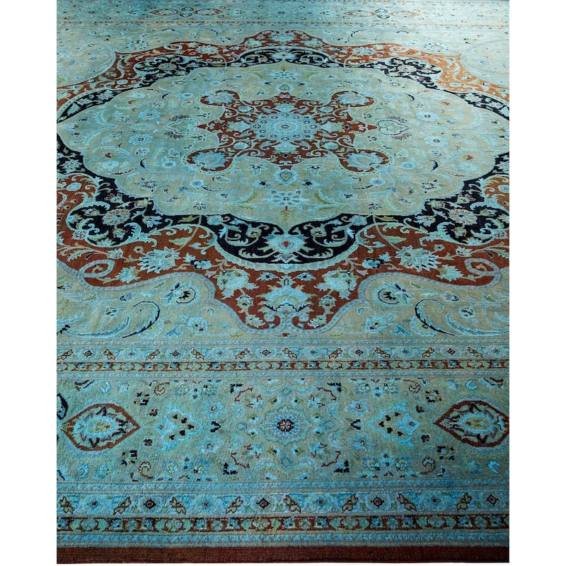 Overton Hand Knotted Wool Vintage Inspired Modern Contemporary Overdyed Beige Area Rug - 10' 1" x 14' 5"