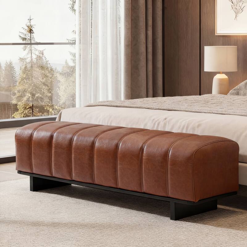 Christopher Knight Home - Modern Upholstered Dining Bench with Faux Fur Tufted Seating - Brown