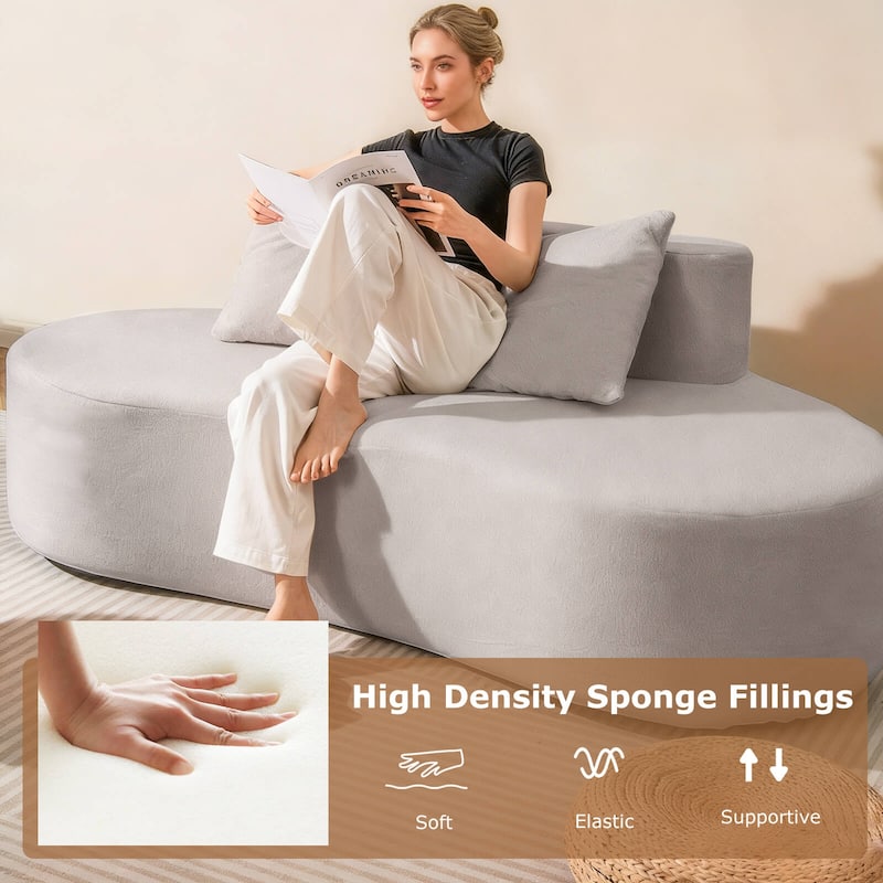 Costway 78.5" Sofa Couch Upholstered Curved Sofa with 2 Cozy Pillows - See Details