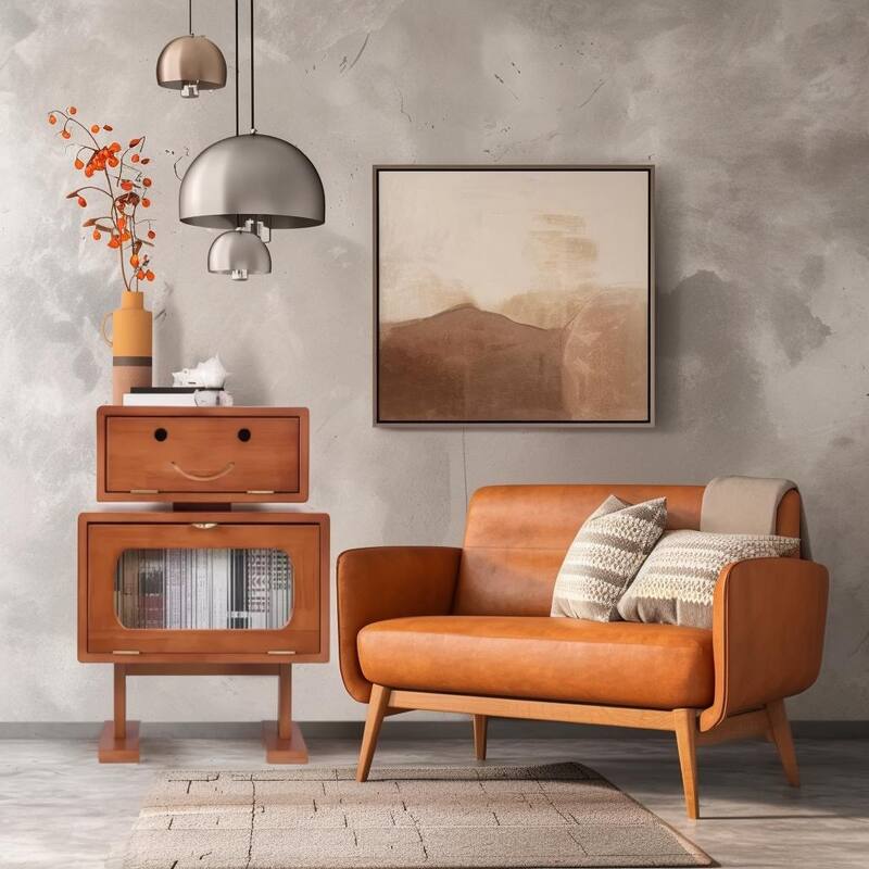 Modern Nightstand, End Table with Rotating Drawers
