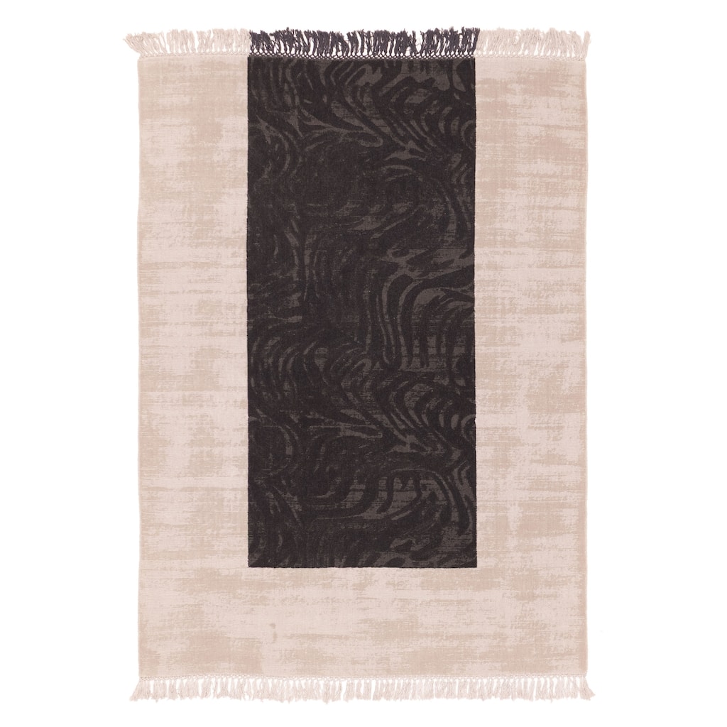 ECARPETGALLERY Hand Loomed Kashkuli Gabbeh Black, Grey Wool Rug - 5'5 x 7'8