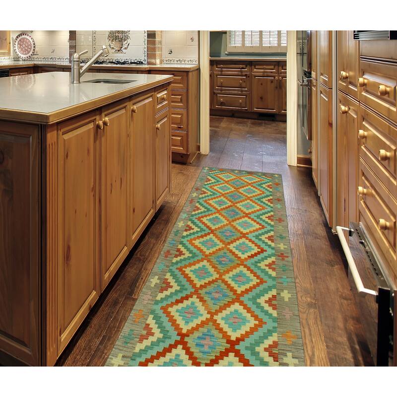 Sangat Flatweave Obiadull Rust/Beige Runner - 2'10" x 9'9"