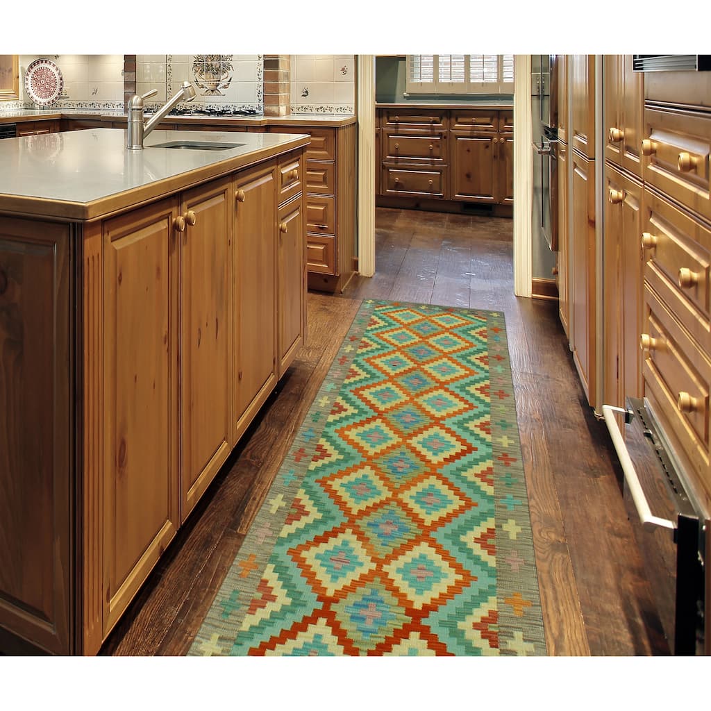 Sangat Flatweave Obiadull Rust/Beige Runner - 2'10" x 9'9"
