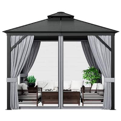 Costway 10' x 10' Patio Double-Top Hardtop Gazebo Galvanized Steel - See Details