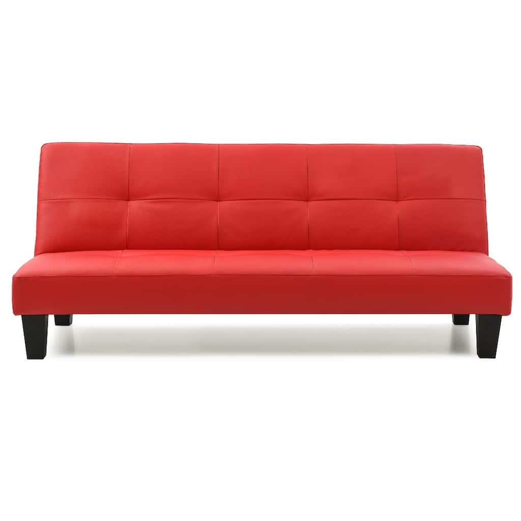 Faux Leather Tufted Straight Armless Sofa - 67" - Red