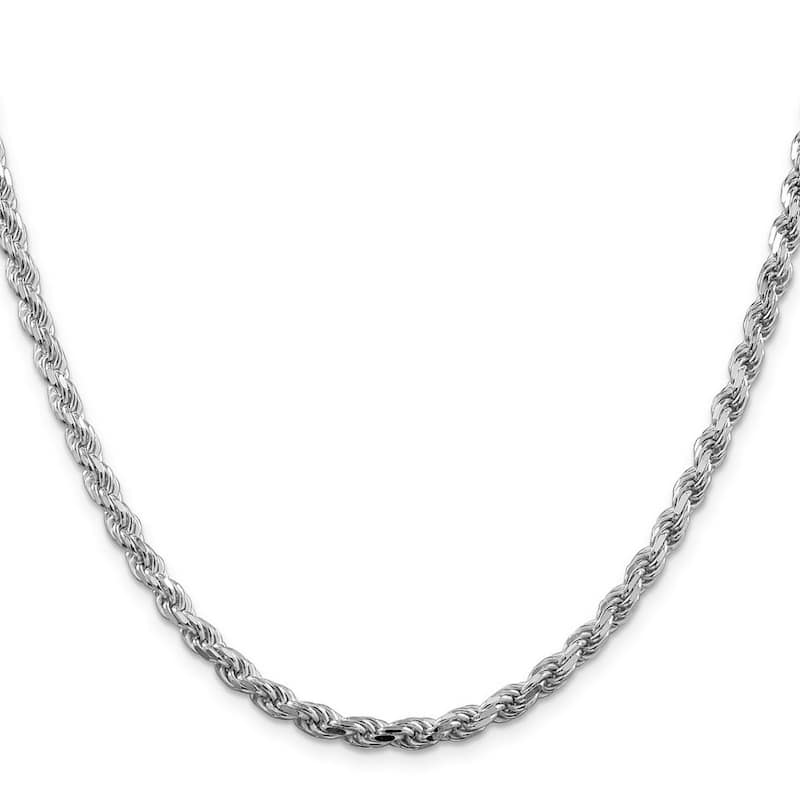Curata 925 Sterling Silver Rhodium 4.25mm Diamond Cut Rope Chain Necklace for Men