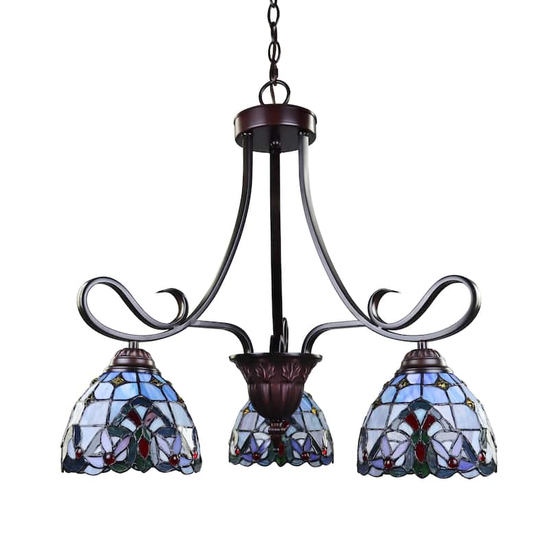 Tiffany-Style Victorian Design 3-light Blackish Bronze Chandelier