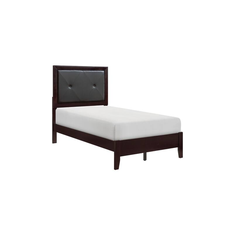 Elysee 3 Piece Espresso Modern Faux Leather Upholstered Panel Bedroom Set