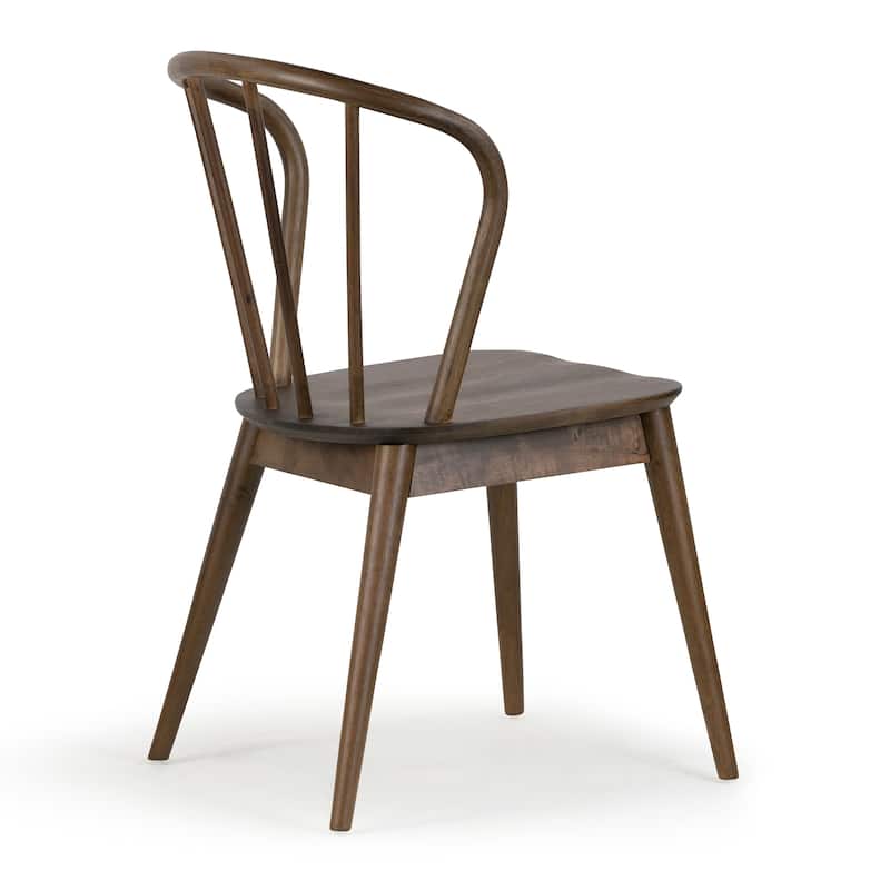 Set of 2 Azure Walnut Rubberwood Dining Chair with Windsor Back