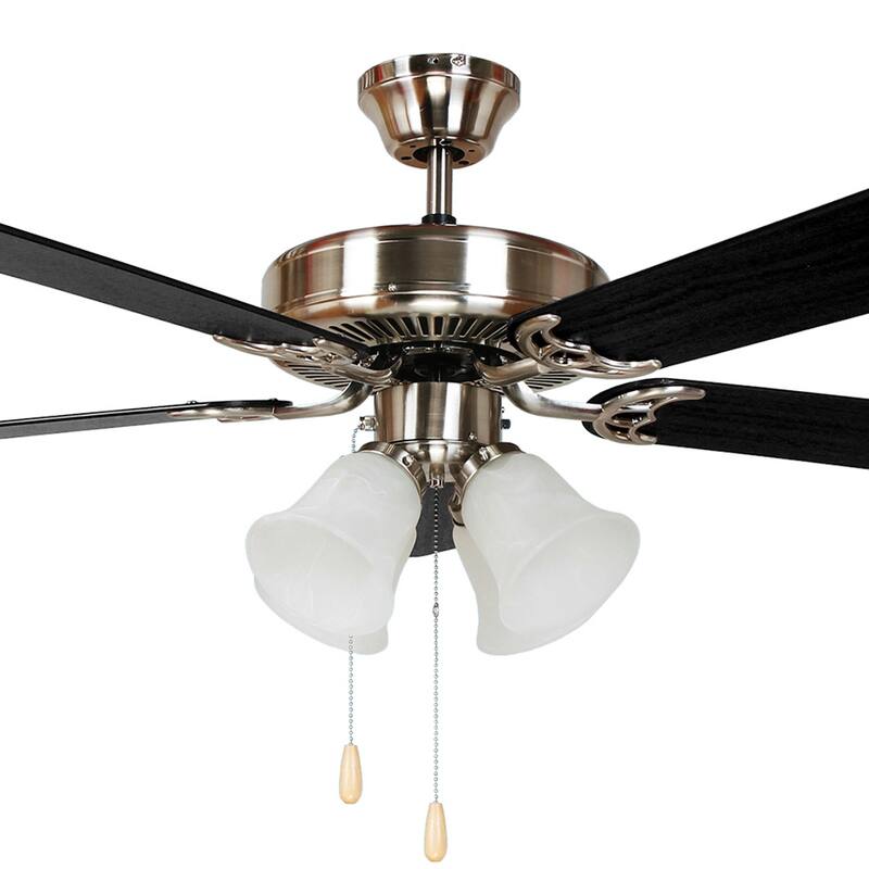 HARLI 5 Blade Ceiling Fan in Brushed Nickel with Black & Walnut blade