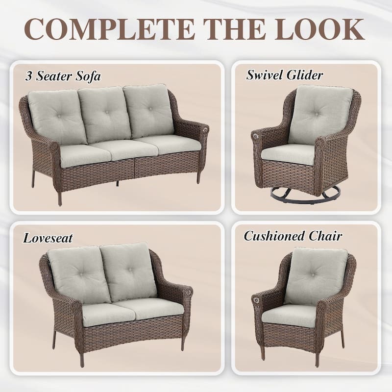 Loveseat Outdoor Patio Sofa Couch Brown - Beige