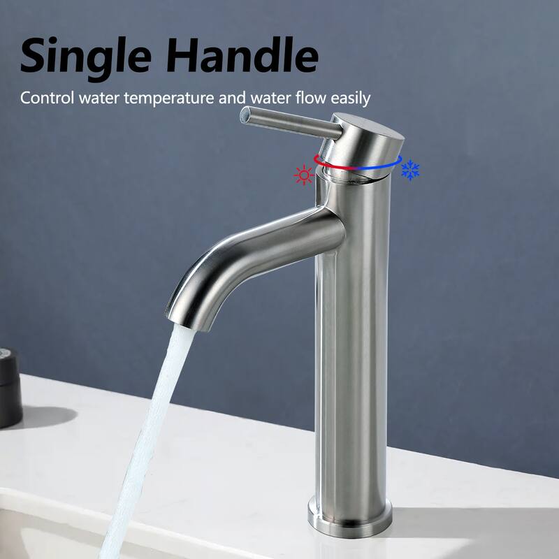 Topcraft Stainless Steel 6.7/12.2 Single Handle Single Hole Bathroom Sink Faucet