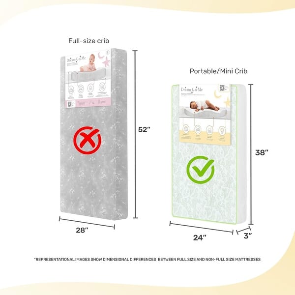Dream On Me 2-In-1 Breathable Two-Sided, Mini Portable Crib Foam Mattress
