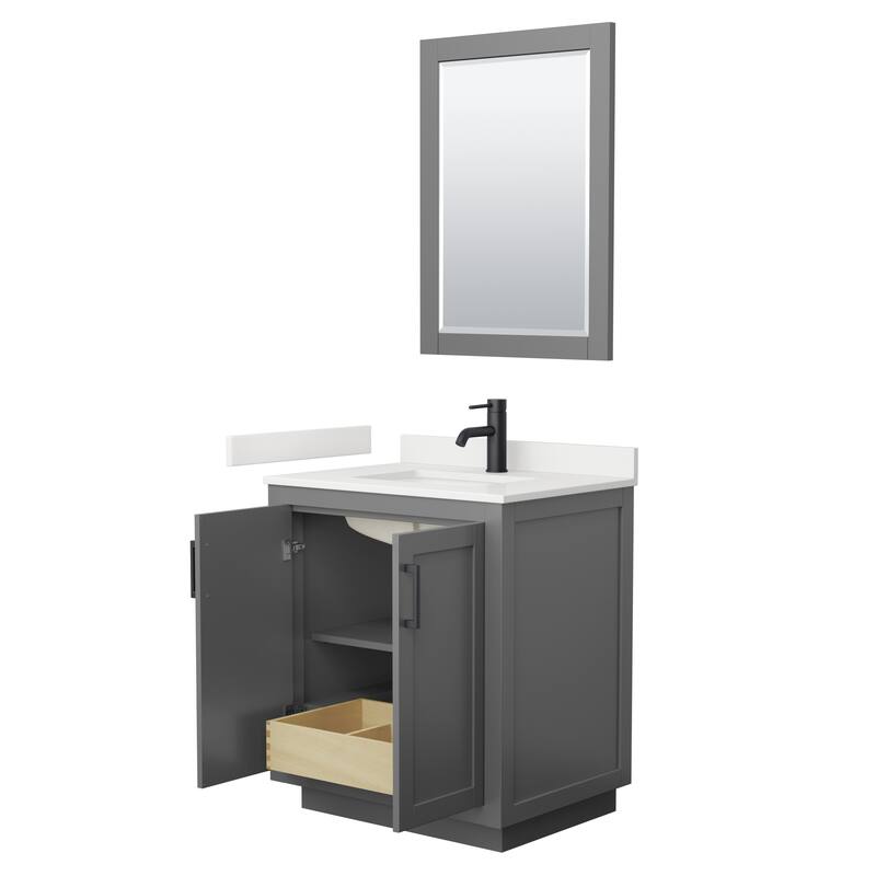 Miranda 30-inch Single Vanity, Quartz Top, 24-inch Mirror