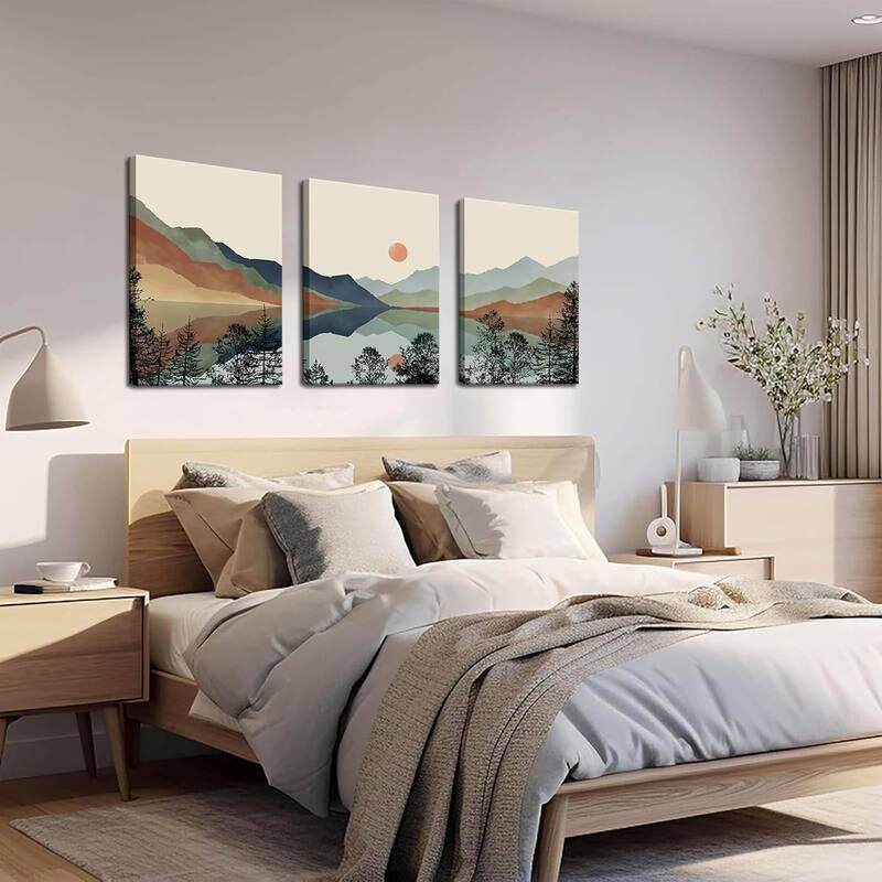 Sun Forest Abstract Nature Landscape Artwork Wall Decor