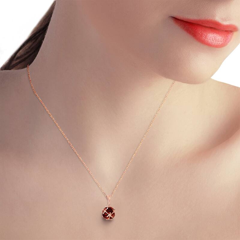 3.70 Carat 14K Solid Gold Garnet Necklace Gemstone Genuine Royal