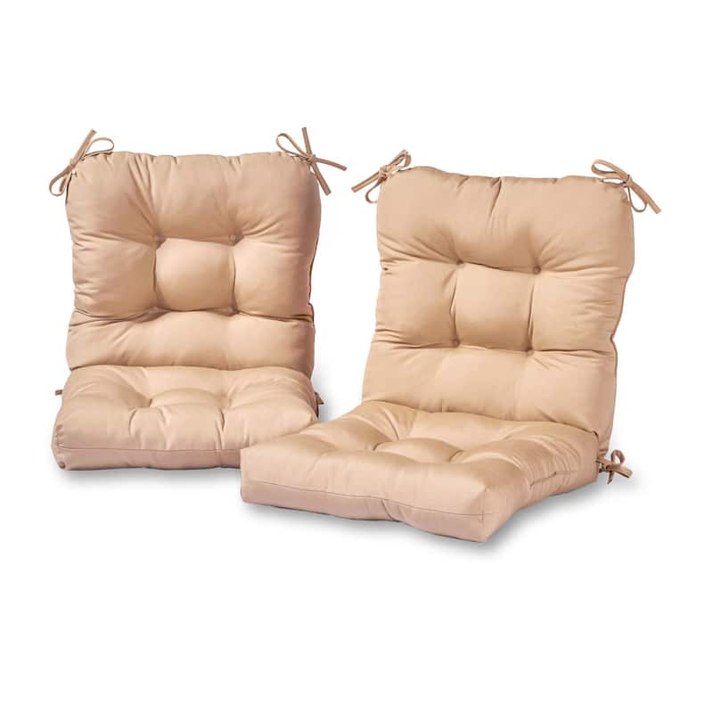 21 x 42-inch Solid Color Outdoor Seat/Back Chair Cushions (Set of 2) (Cushions Only) - Stone