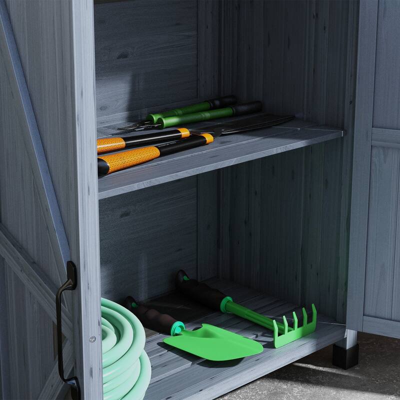 Outsunny Potting Bench, Outdoor Wooden Potting Table with Storage