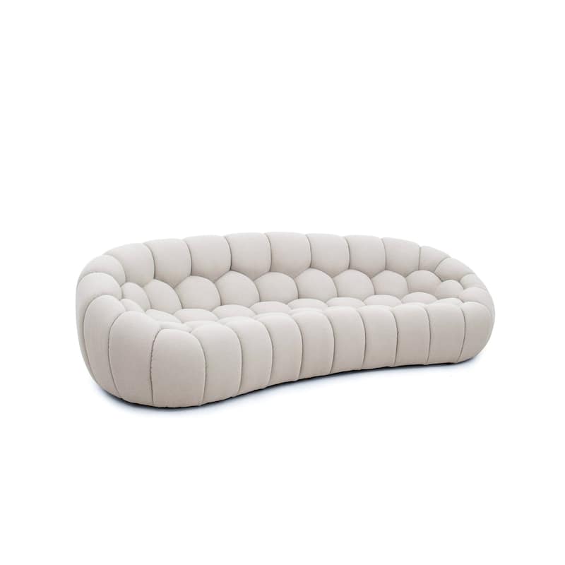 Divani Casa Yolonda Modern Curved Beige Fabric Sofa