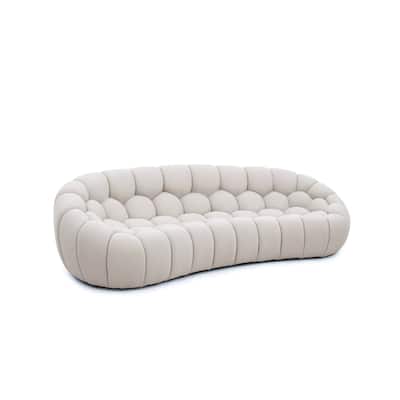 Divani Casa Yolonda Modern Curved Beige Fabric Sofa