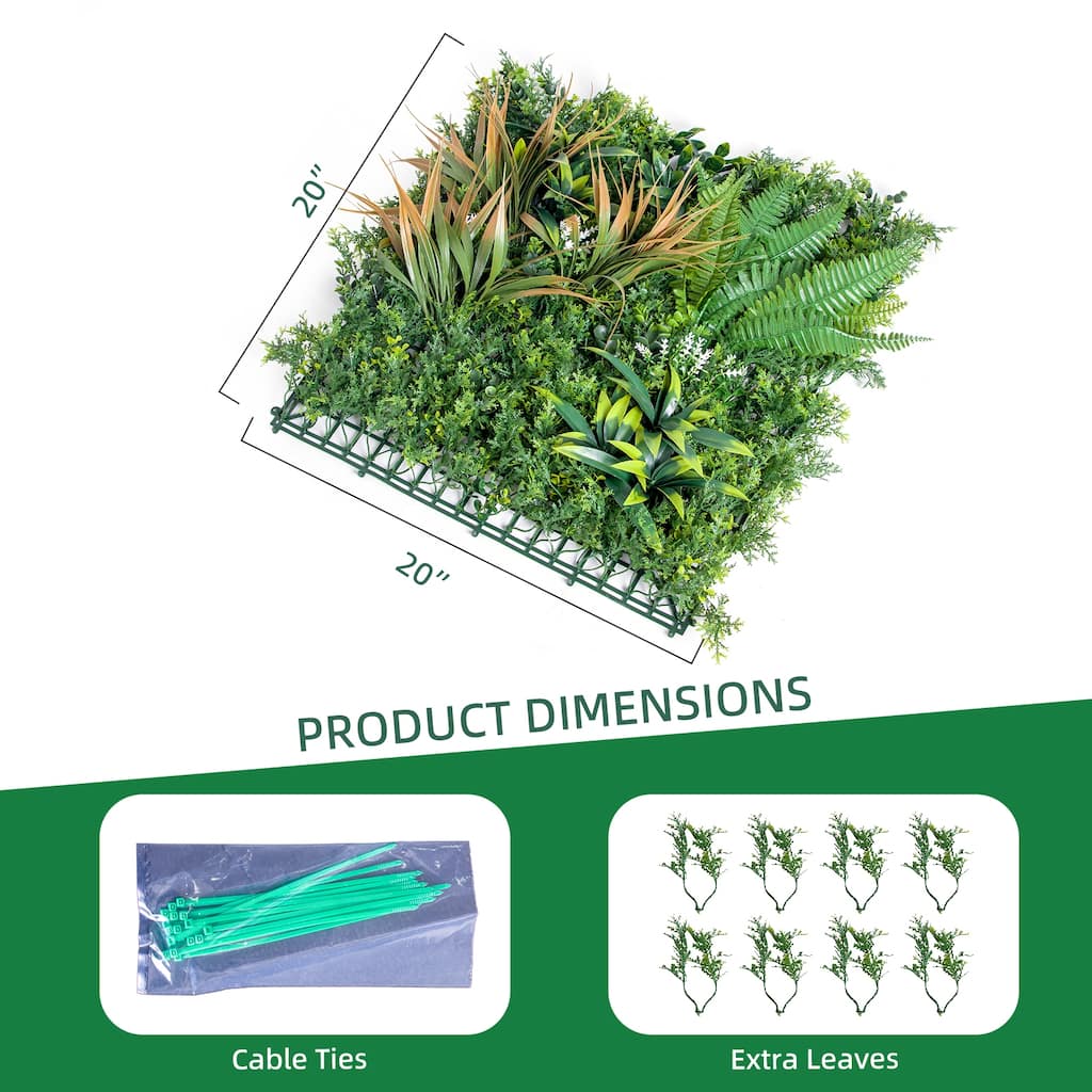 12 Pack Artificial Grass Wall Panels,20"x 20" Artificial Plant Wall Panels Fake Greenery Leaf Hedge