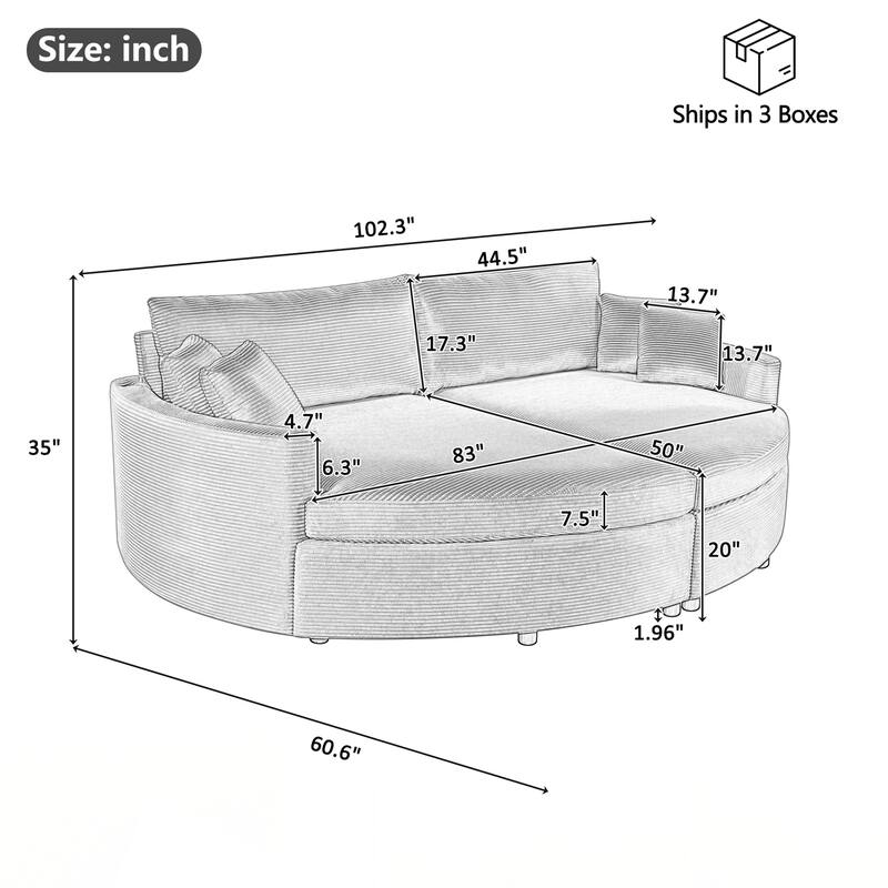 102.3" Sofa Bed Upholstered Sofa Couch with Deep Seat and USB Ports for Living Room