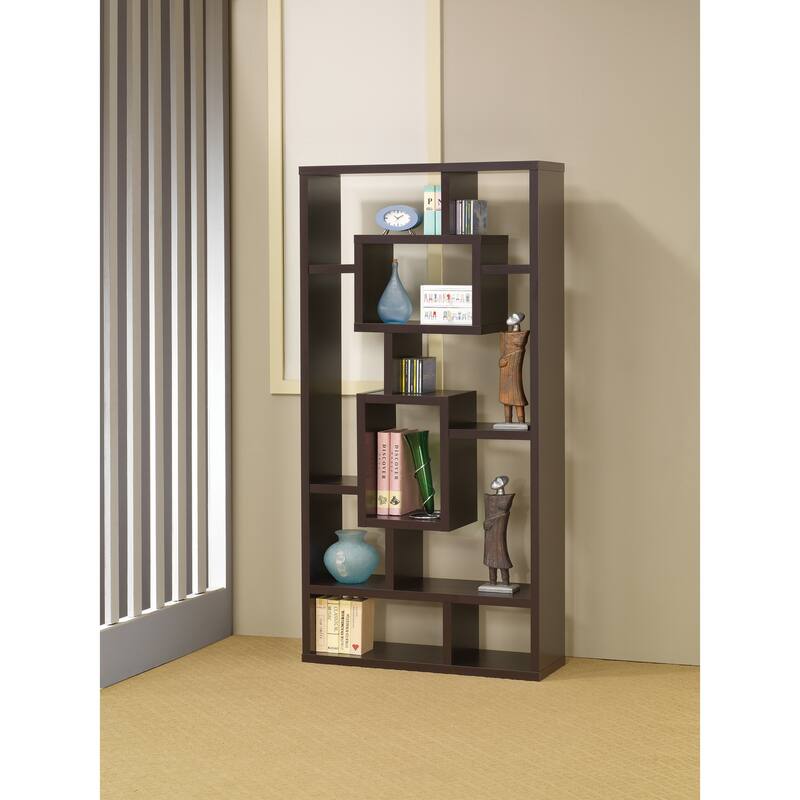 Aurelle 10-shelf Open Back Bookcase - Cappuccino