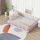 preview thumbnail 20 of 43, White Full Size Wooden Floor Bed with Fence & Door, Rubber, Safety Guardrails