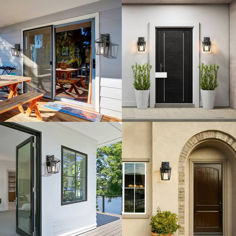 Tarake Black Outdoor Wall Sconce Glass Cage 1-light Wall Lantern Exterior Lighting - Textured Black - L 6"x W 7"x H 11"