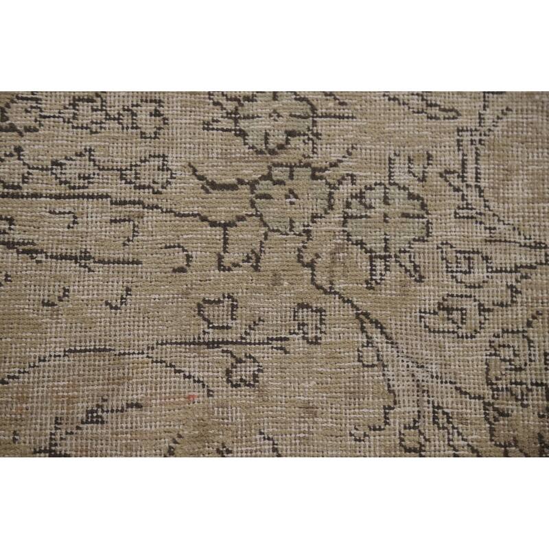 Hand Knotted Oriental 100% Wool Carpet Traditional Floral Beige & Ivories Tabriz Area Rug - 12' 9'' X 9' 10''