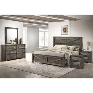 Furniture of America Vraif Farmhouse 5-Piece Rustic Grey Wood Panel ...