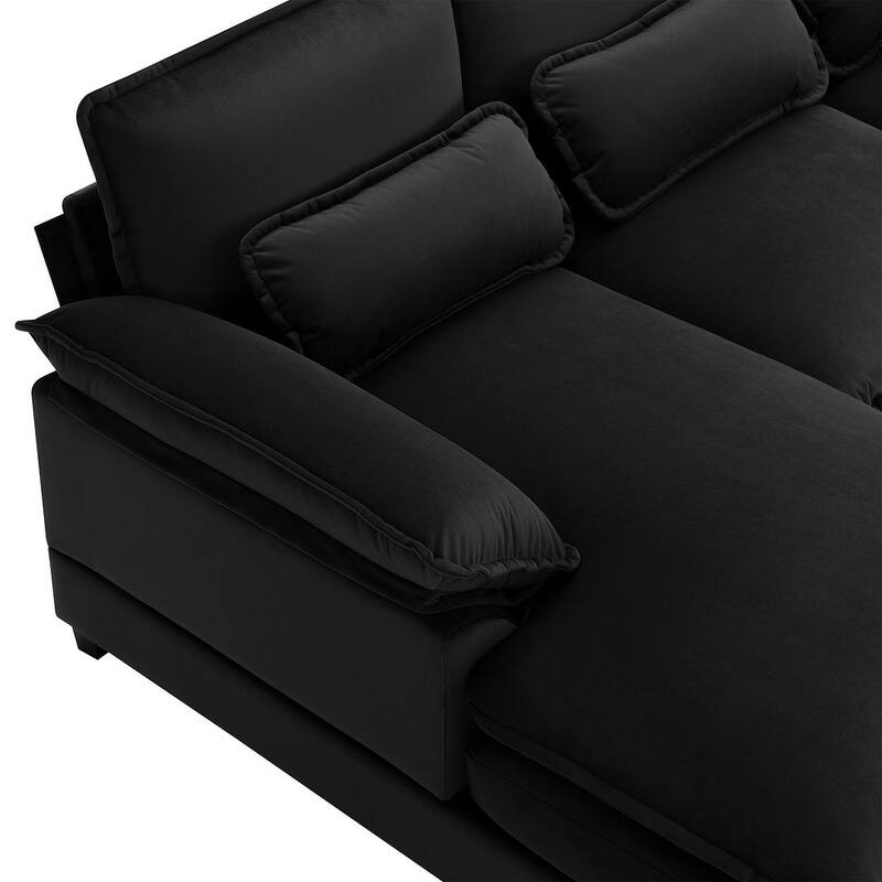 6-seat U-shaped Sectional Sofa, Sleeper Sectional with Waist Pillows for Living Room, Apartment