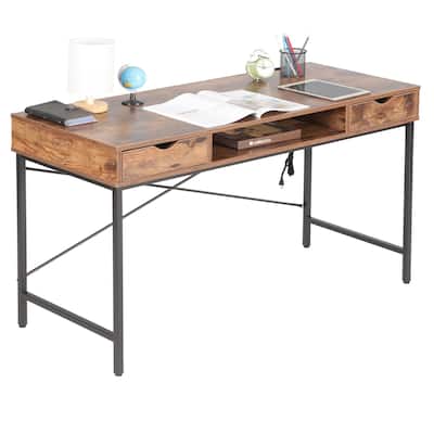 JJS 48' Writing Desk with Drawers, Contemporary Home Office Large Computer Laptop Workstation with Storage