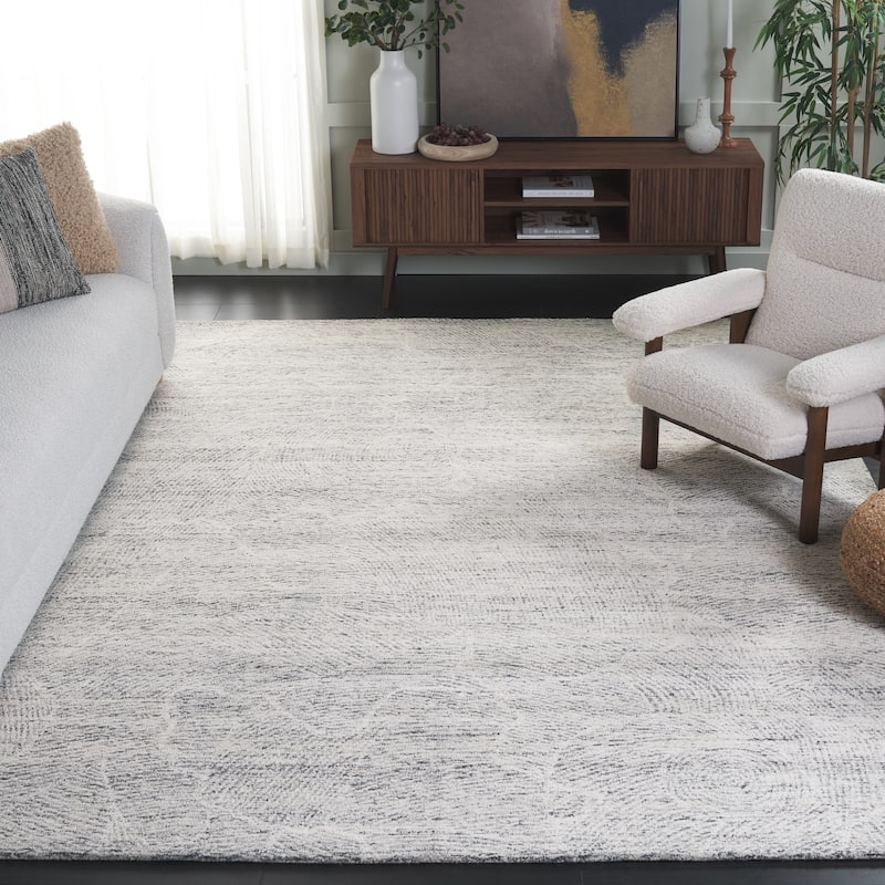 SAFAVIEH Handmade Metro Rozsika French Country Wool Rug - 11' x 15' - Dark Grey/Ivory