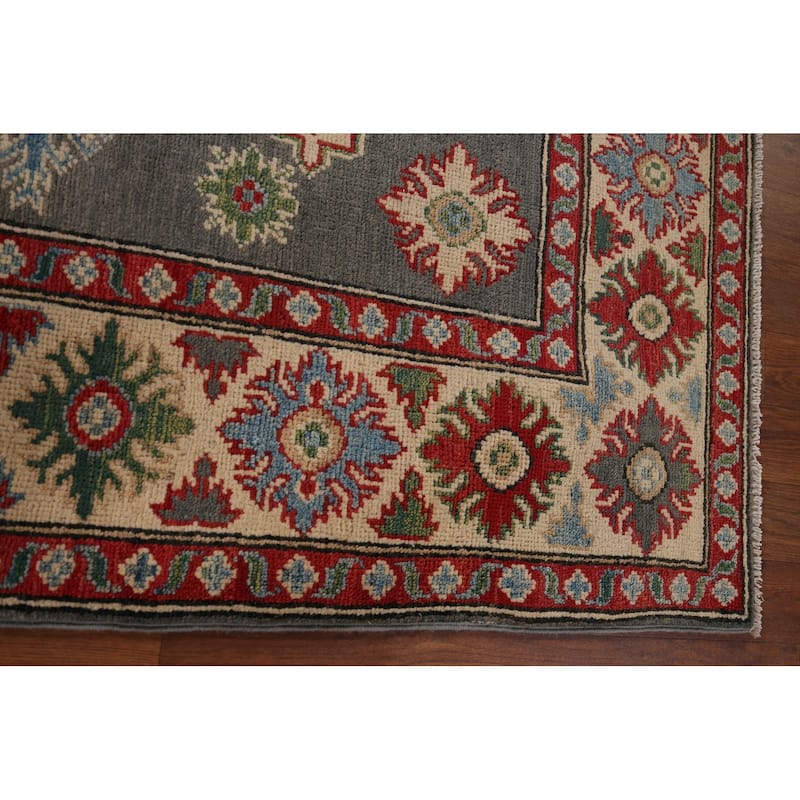 Traditional Kazak Foyer Rug Handmade Wool Carpet - 4'0" x 5'11"
