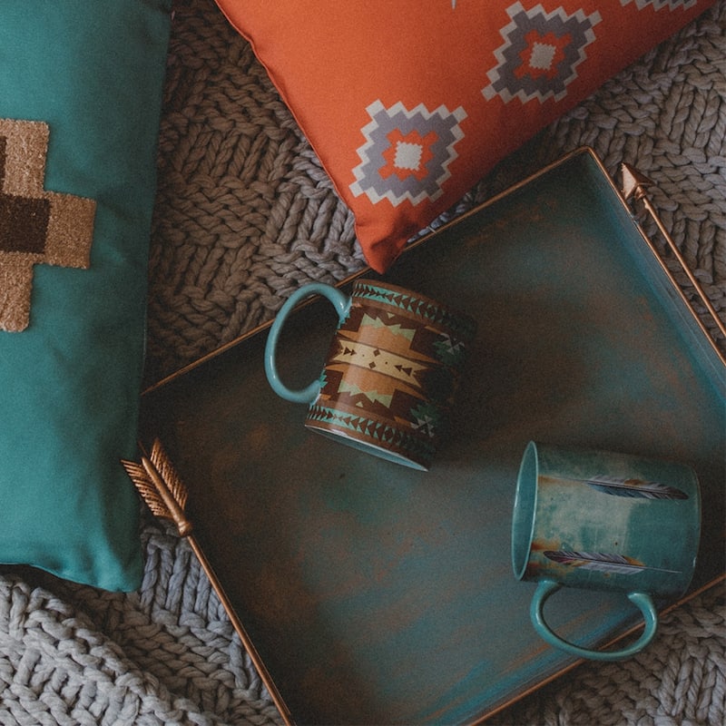 Paseo Road by HiEnd Accents Tossed Feather Design Mug Set, 4PC