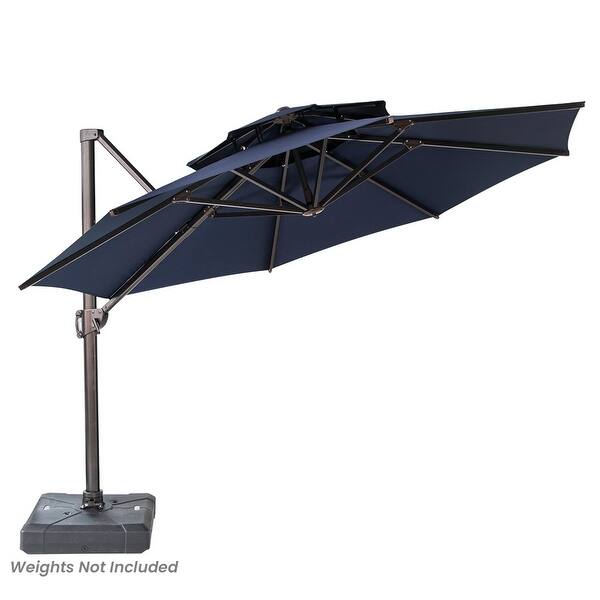 Shop Black Friday Deals On Crestlive Products Patio Luxury 12 Ft Double Top Round Offset Umbrella On Sale Overstock 31636635