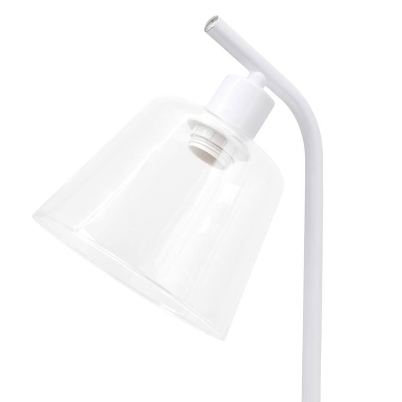 Angled Desk Lamp with Clear Ribbed Glass Shade - 15.75" - White