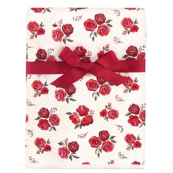 slide 1 of 1, Hudson Baby Infant Girl Quilted Multi-Purpose Swaddle, Receiving, Stroller Blanket, Red Rose 1-Pack, One Size One Size - Red Rose 1-Pack