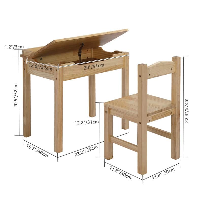 23 In. Wood Kids Activity Table Set With Flip Top And Storage Space - N/A