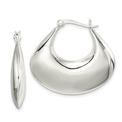 Curata 925 Sterling Silver 30x32mm Polished Hinged Hoop Earrings